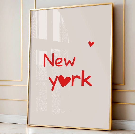 New York Art Print Minimalist Heart Poster Love State Trendy Home Decor