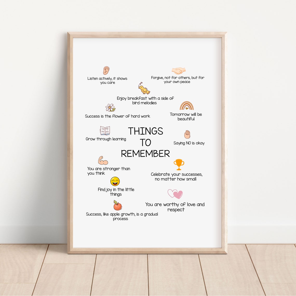 Things To Remember Mental Health Wellness Affirmations Art Poster
