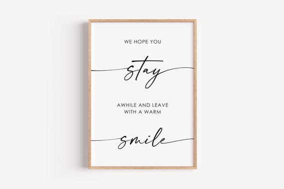 Guest Room Wall Art Home Decor Stay Awhile Living Print Family Quotes Housewarming Gift