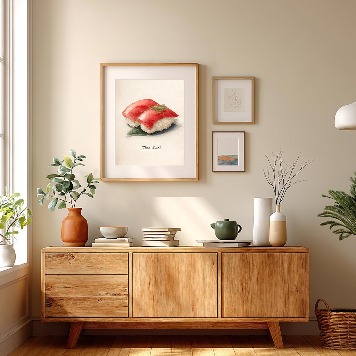 Tuna Sushi Nigiri Watercolor Kitchen Food Illustration Poster - Image 5