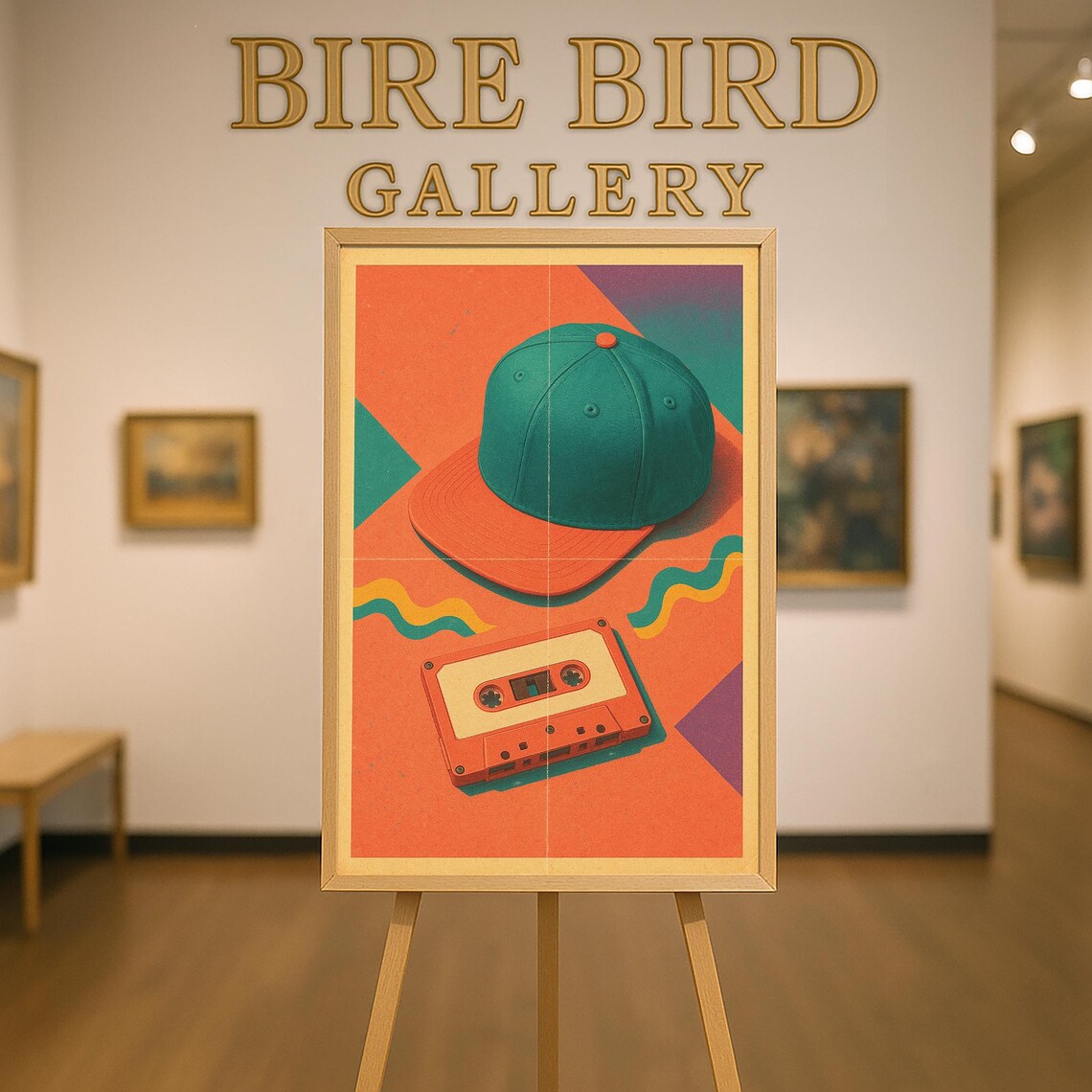 Retro 90s Cassette Tape And Baseball Cap Hip Hop Pop Art Poster