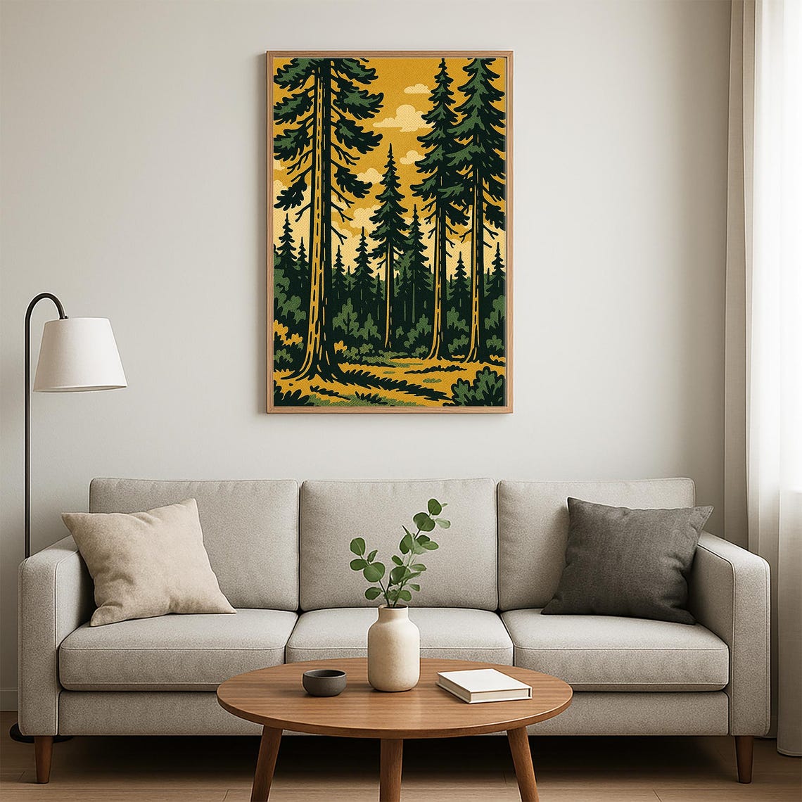 Vintage Forest Illustration Print, Retro Pine Trees - Image 4