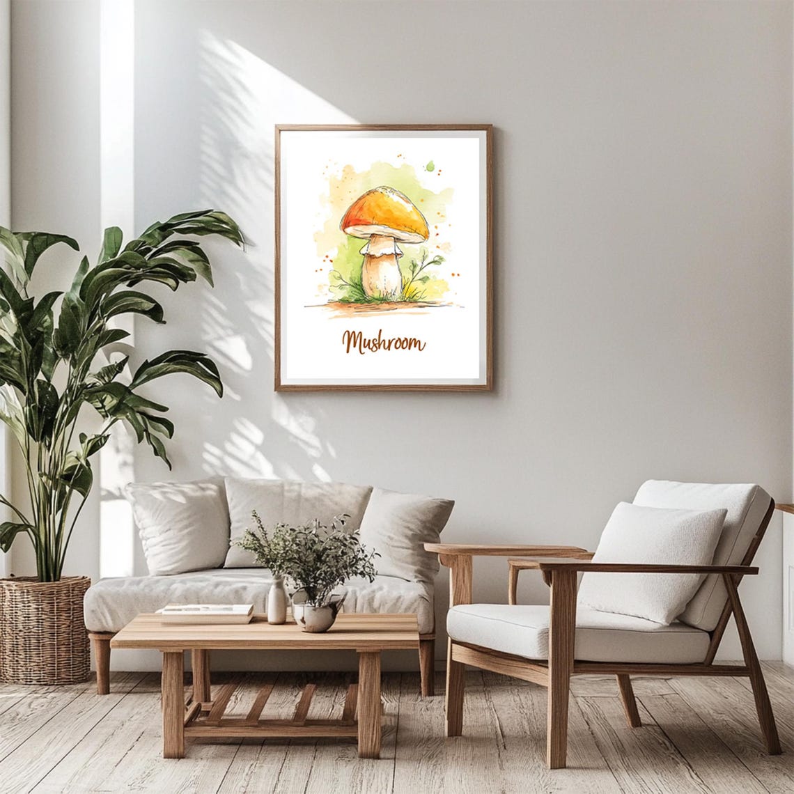 Mushroom Art Print Wall Deco Watercolor Design Vegetable Poster - Image 6