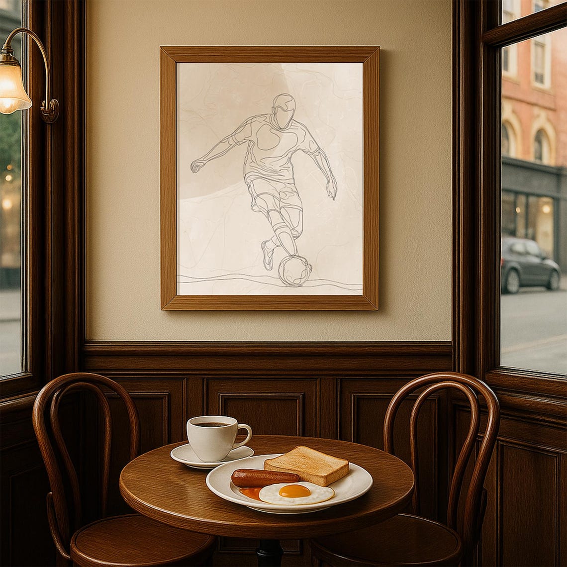 Minimalist Soccer Line Art Player Striking Ball Elegant Poster - Image 4