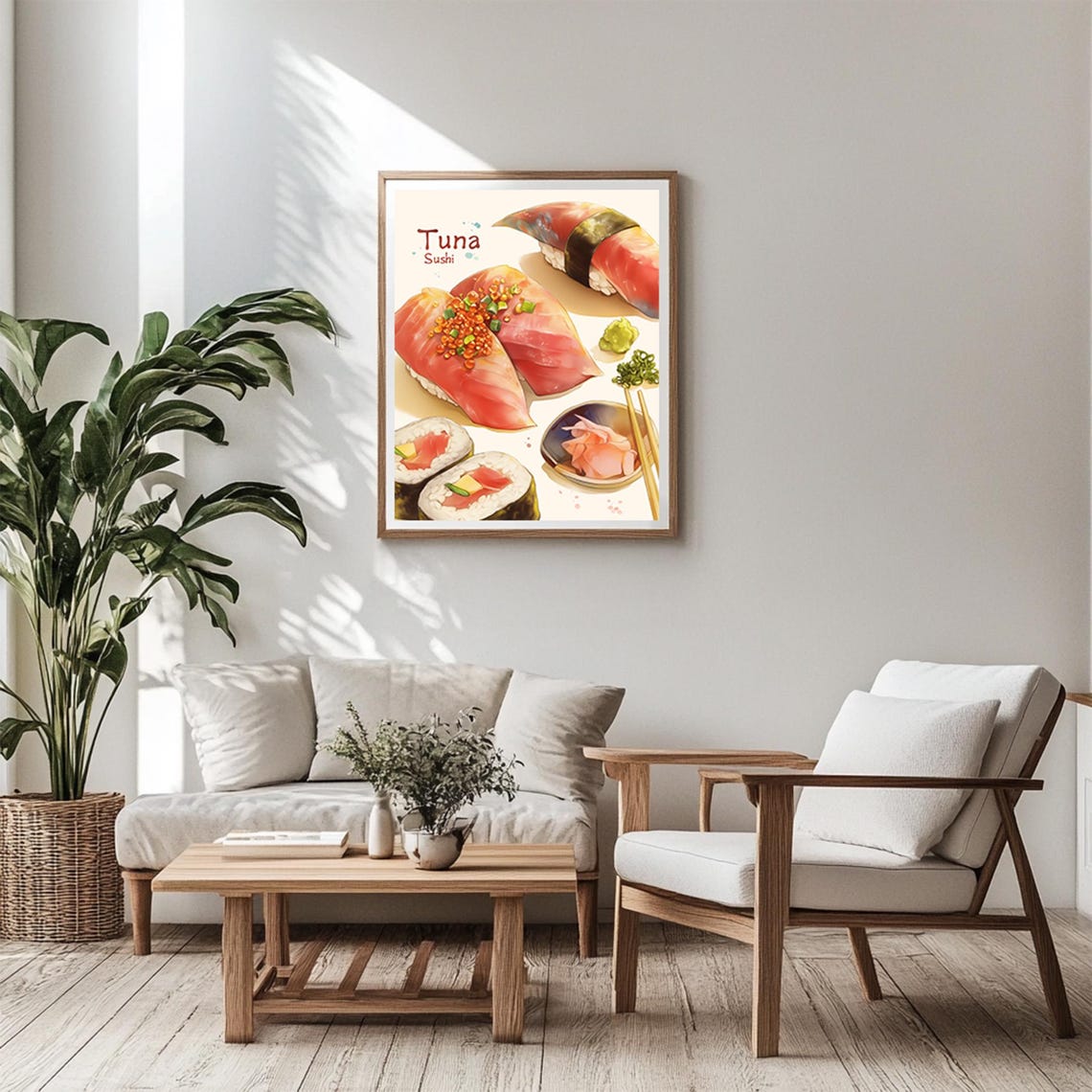 Tuna Sushi Watercolor Food Art Japanese Kitchen Wall Decor Poster - Image 5