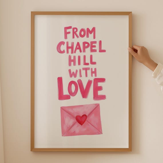 Chapel Hill Print From With Love Dorm Decor For College Girls Pink Preppy Wall Art