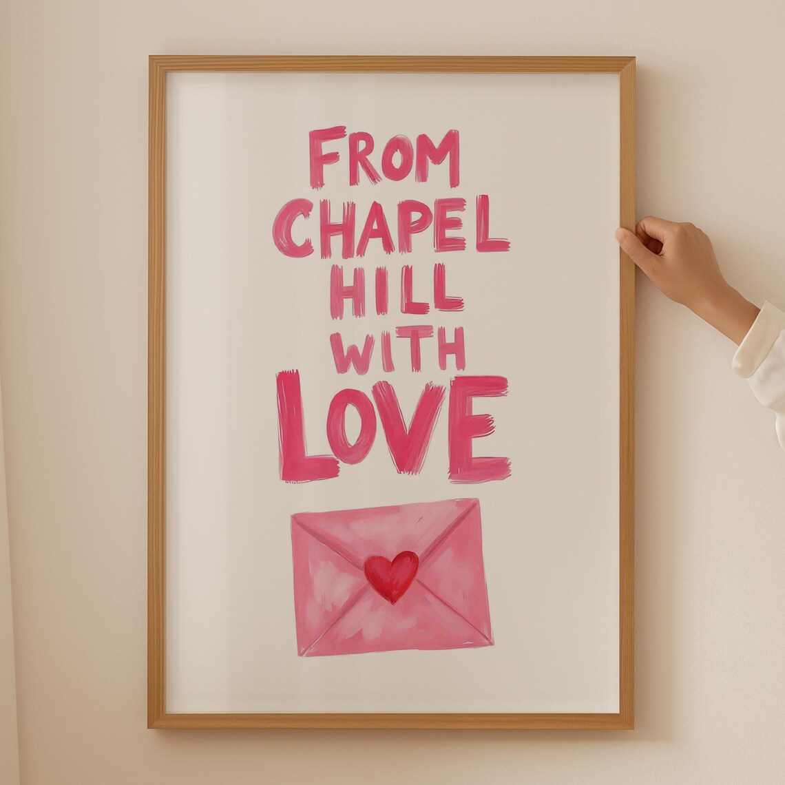 From Chapel Hill With Love Pink Envelope Note Watercolor Wall Art