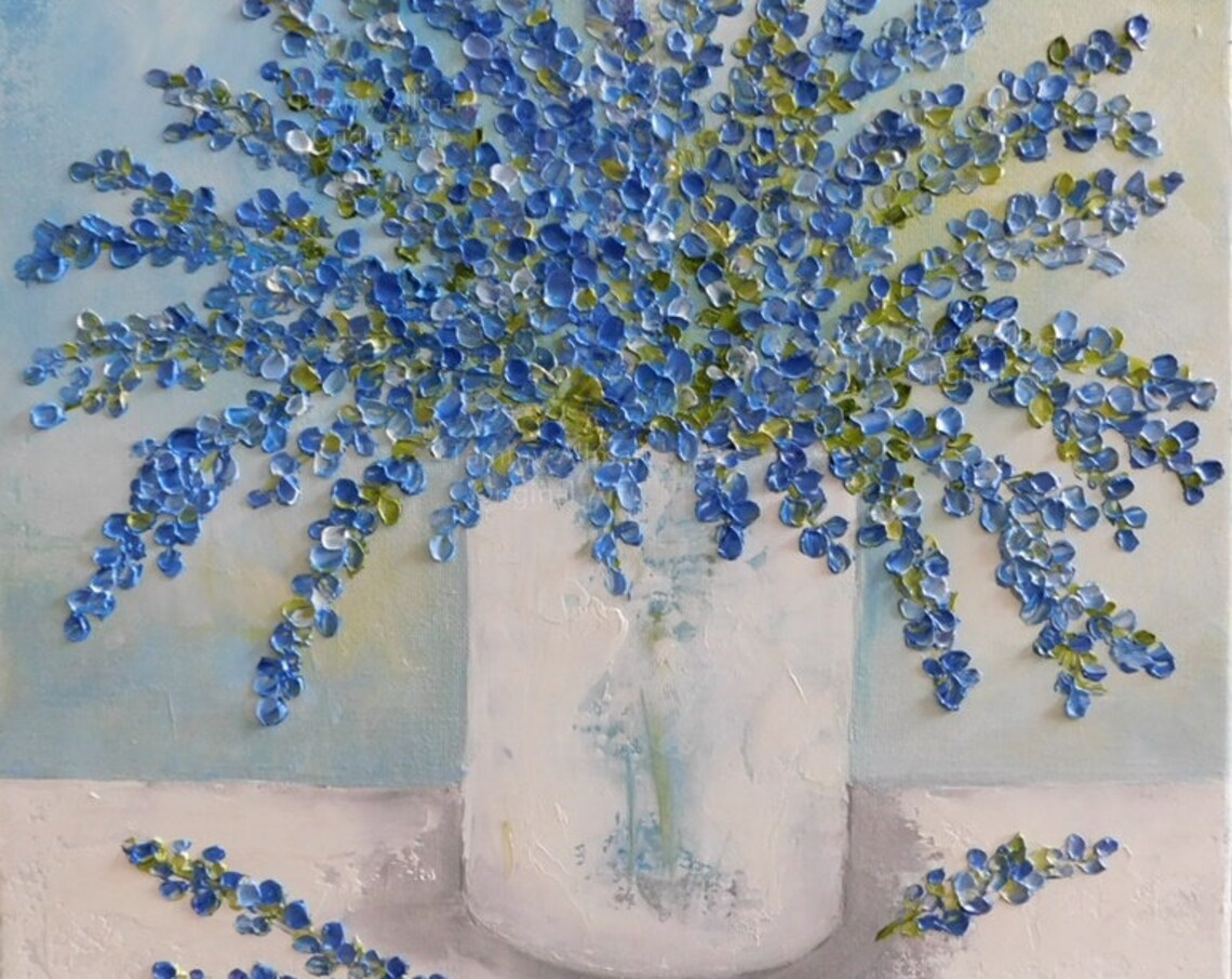 Custom Lavender Oil Impasto Lavender Still Life Art Print - Image 5