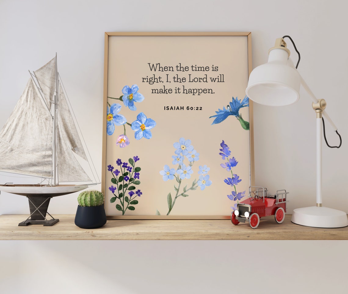 Retro Christian Wall Print Isaiah Scripture Wildflowers Christian Poster Bible Verse Wall Decor Christian Gift - Image 2