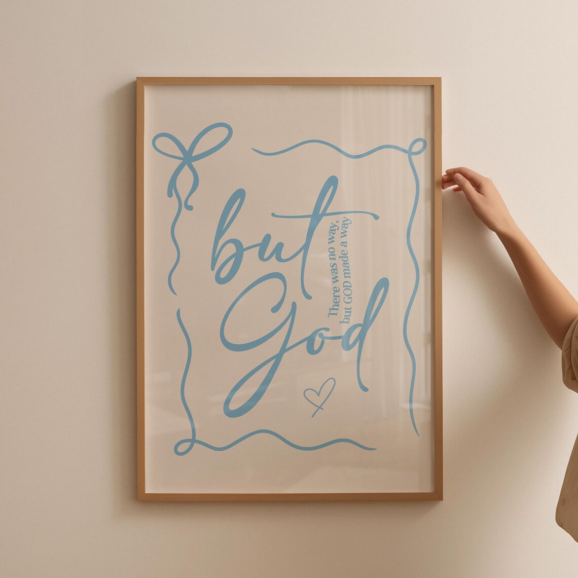 Light Blue Script But God Made A Way Ribbon Border Christian Poster - Image 5
