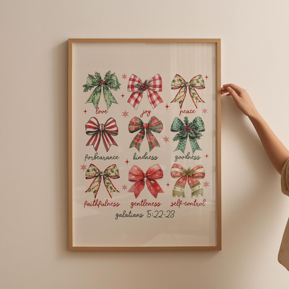 Fruit Of The Spirit Christmas Bow Grid Galatians Holiday Poster - Image 5