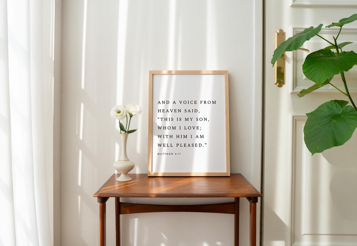 Matthew 3:17 This Is My Son Minimalist Christian Scripture Poster - Image 4