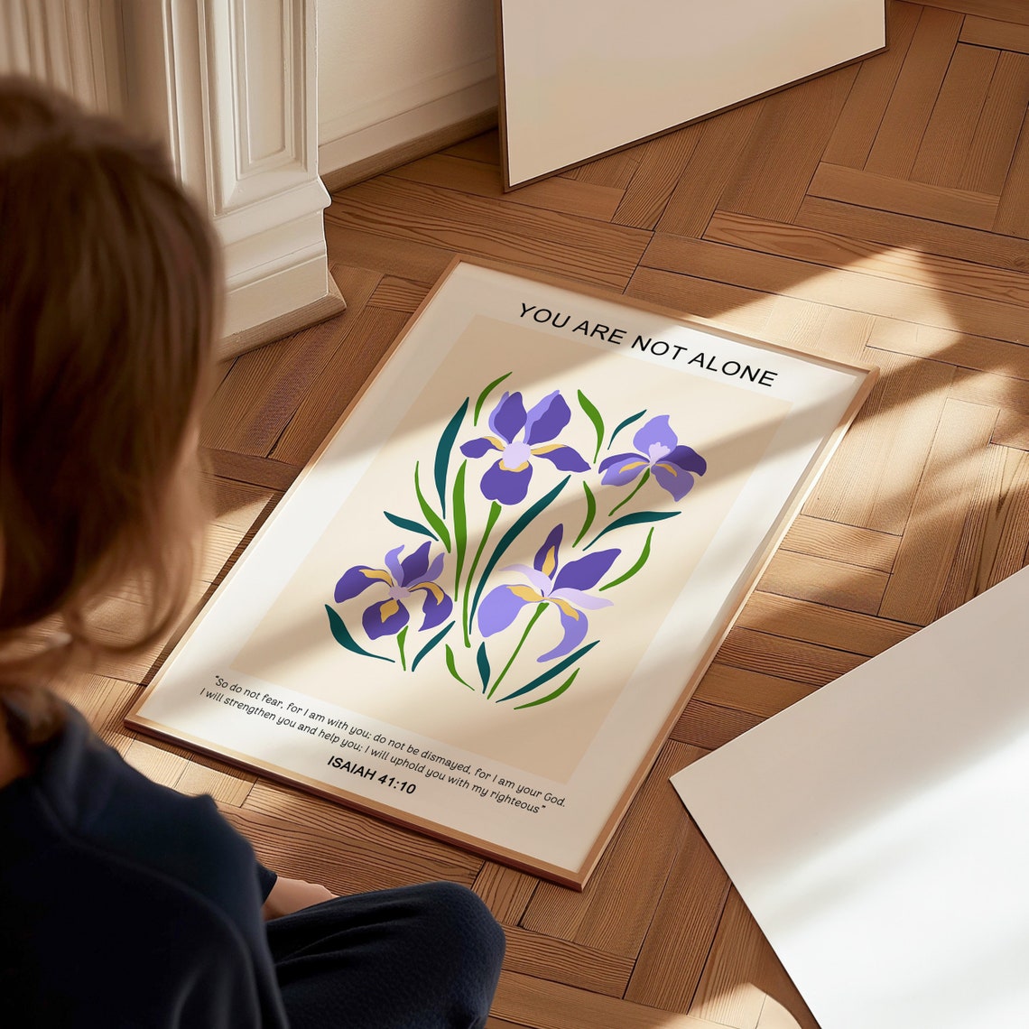 Christian Wall Art Iris Flower Wall Decor Isaiah Scripture Religious Poster Faith Poster Bible Verse Gift For Christian - Image 3