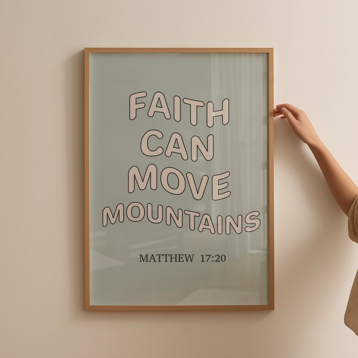 Faith Can Move Mountains Matthew 17 20 Groovy Bible Quote Poster - Image 4