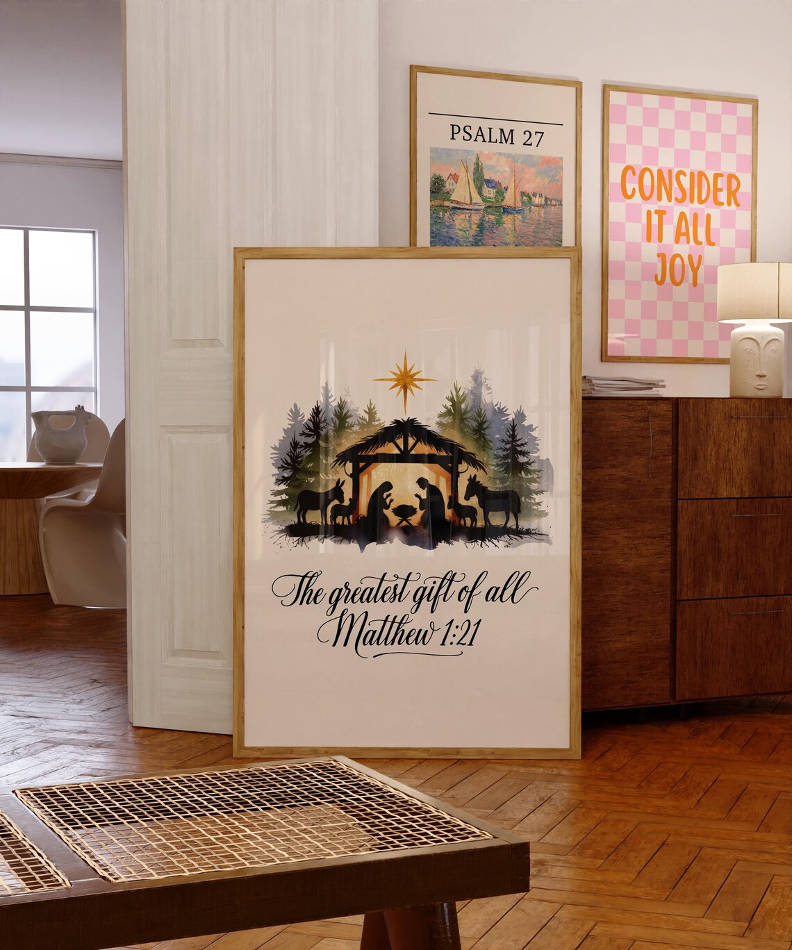 The Greatest Gift of All Nativity Matthew 1:21 Christmas Poster - Image 2