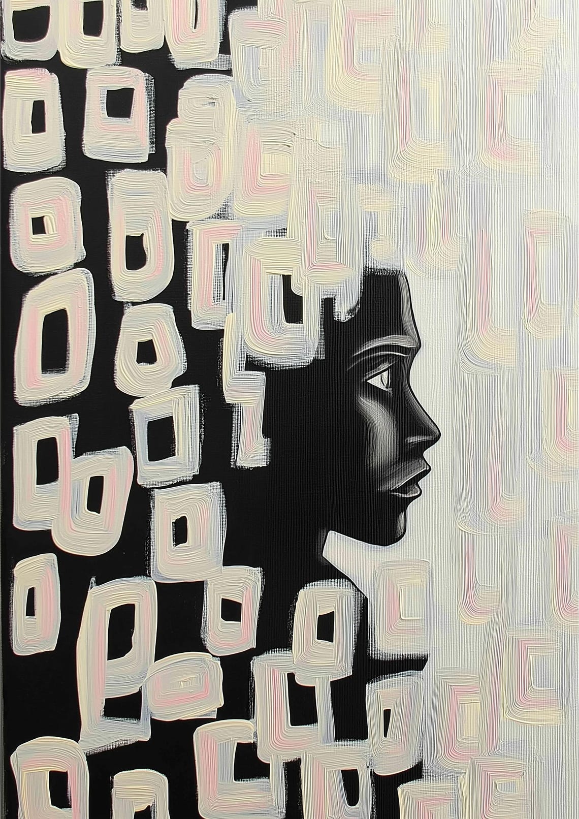 Woman Profile Emerging from Abstract Geometric Pattern Poster - Image 2