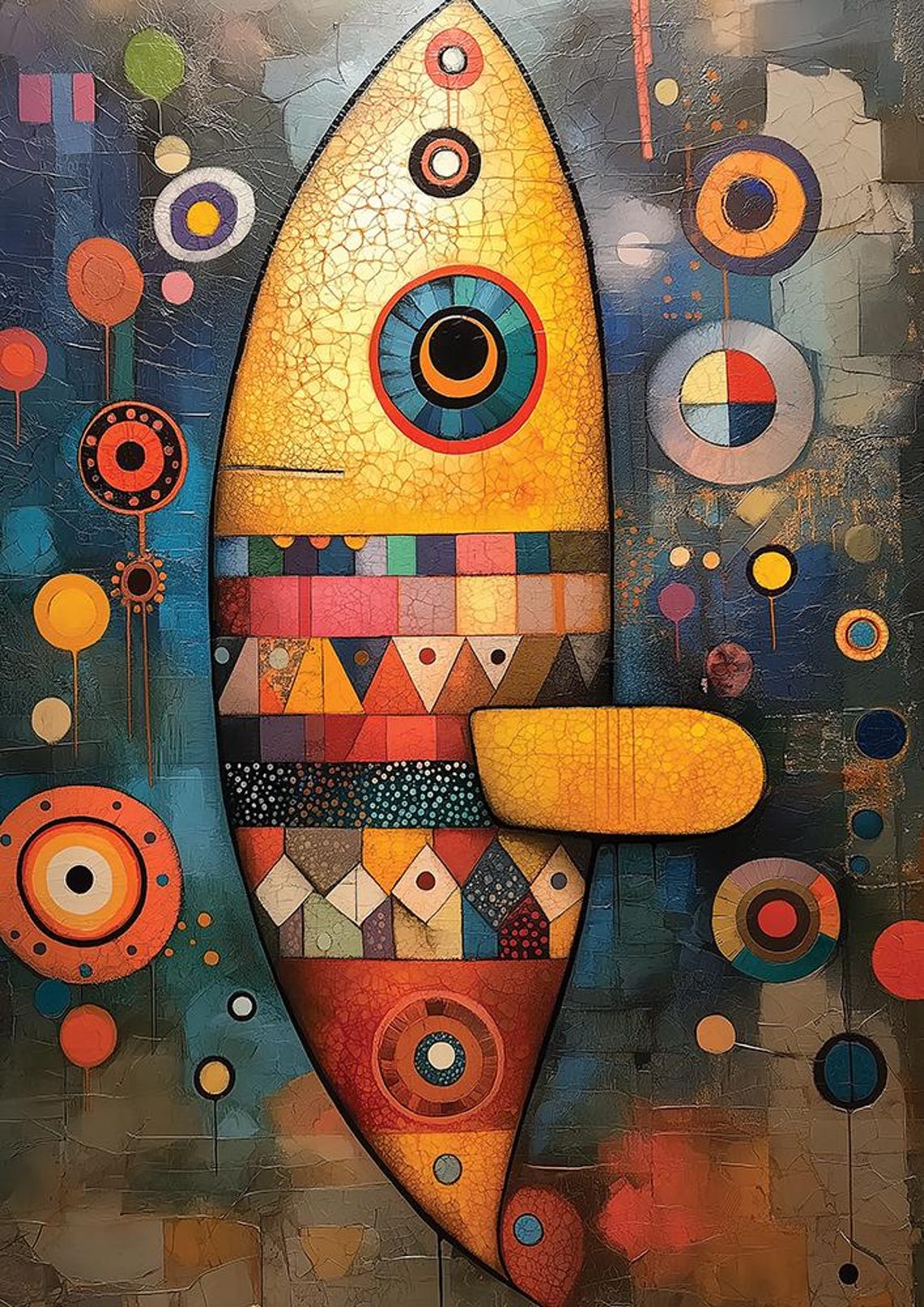 Yellow Submarine in Geometric Abstract Kandinsky Style Poster - Image 3