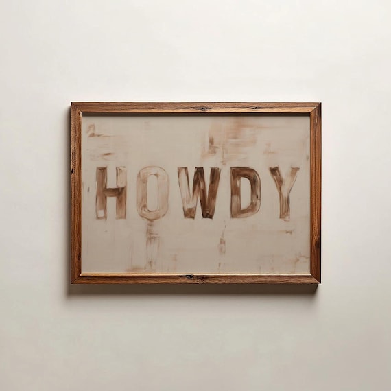 Howdy Print Western Wall Art Southwestern Modern Country Poster Style Bedroom Digital Download