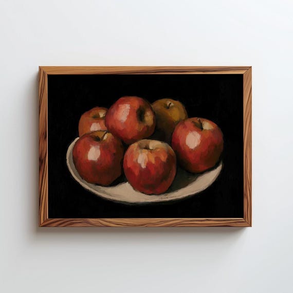 Apples Food Still Life Art Print Kitchen Poster Digital Download
