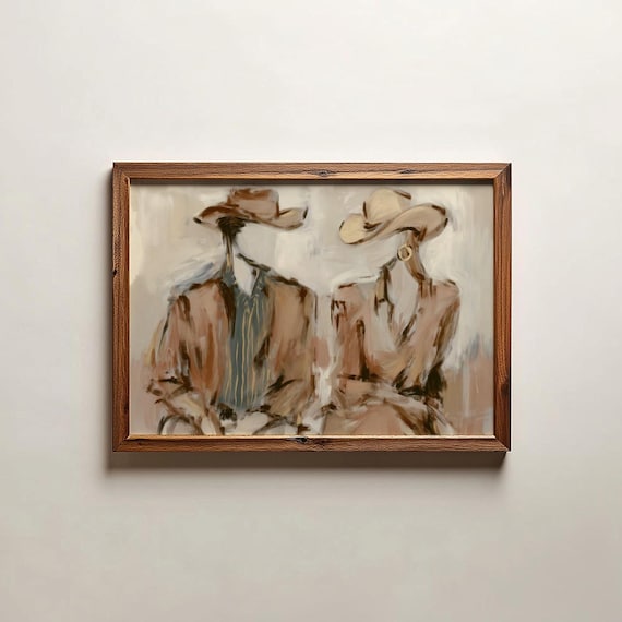 Cowboys Art Print Western Style Decor Minimalist Digital Download