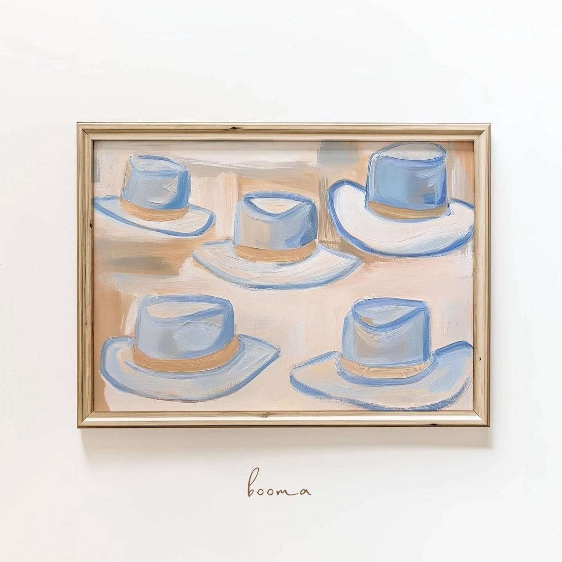 Blue White Cowboy Hats Painted Western Minimalist Art Poster