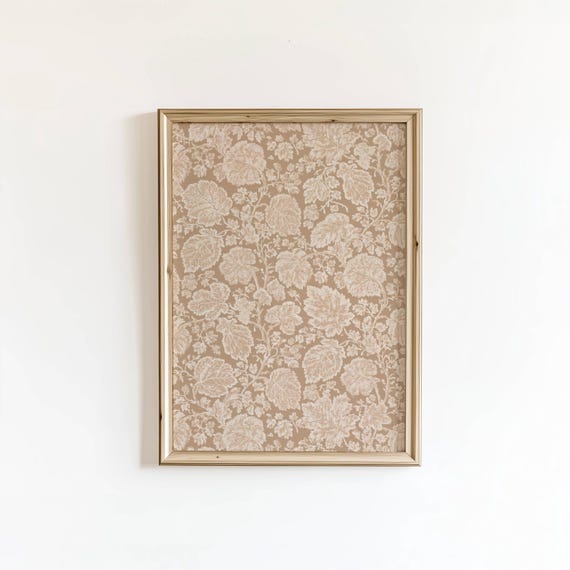 Vintage Floral Tapestry Print Fall Art Beige Cottagecore Flower Wall Digital Download