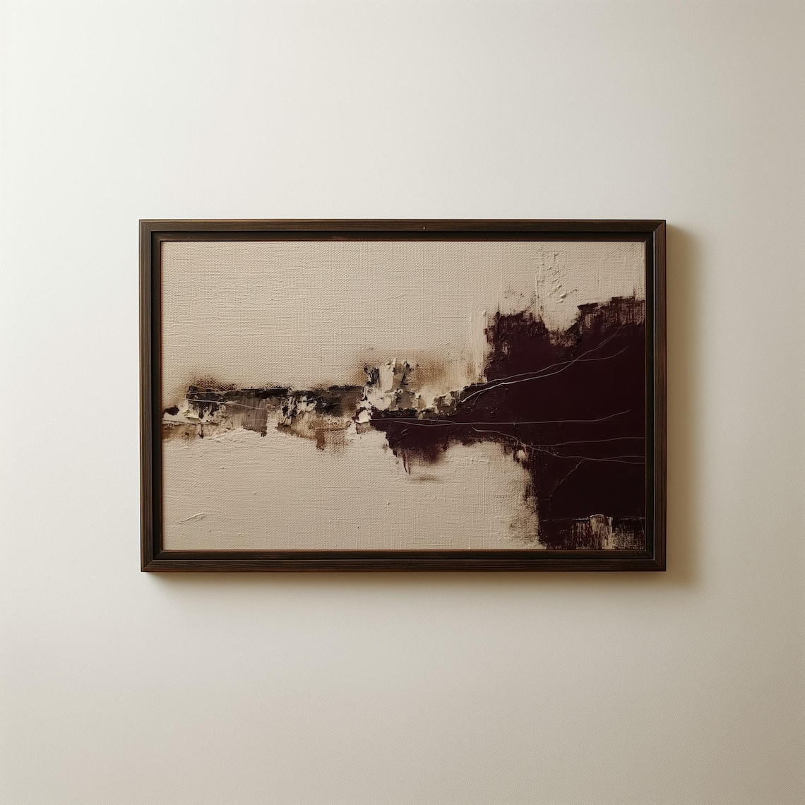 Moody Abstract Brown Cream Textured Oil Painting Minimalist Art Poster