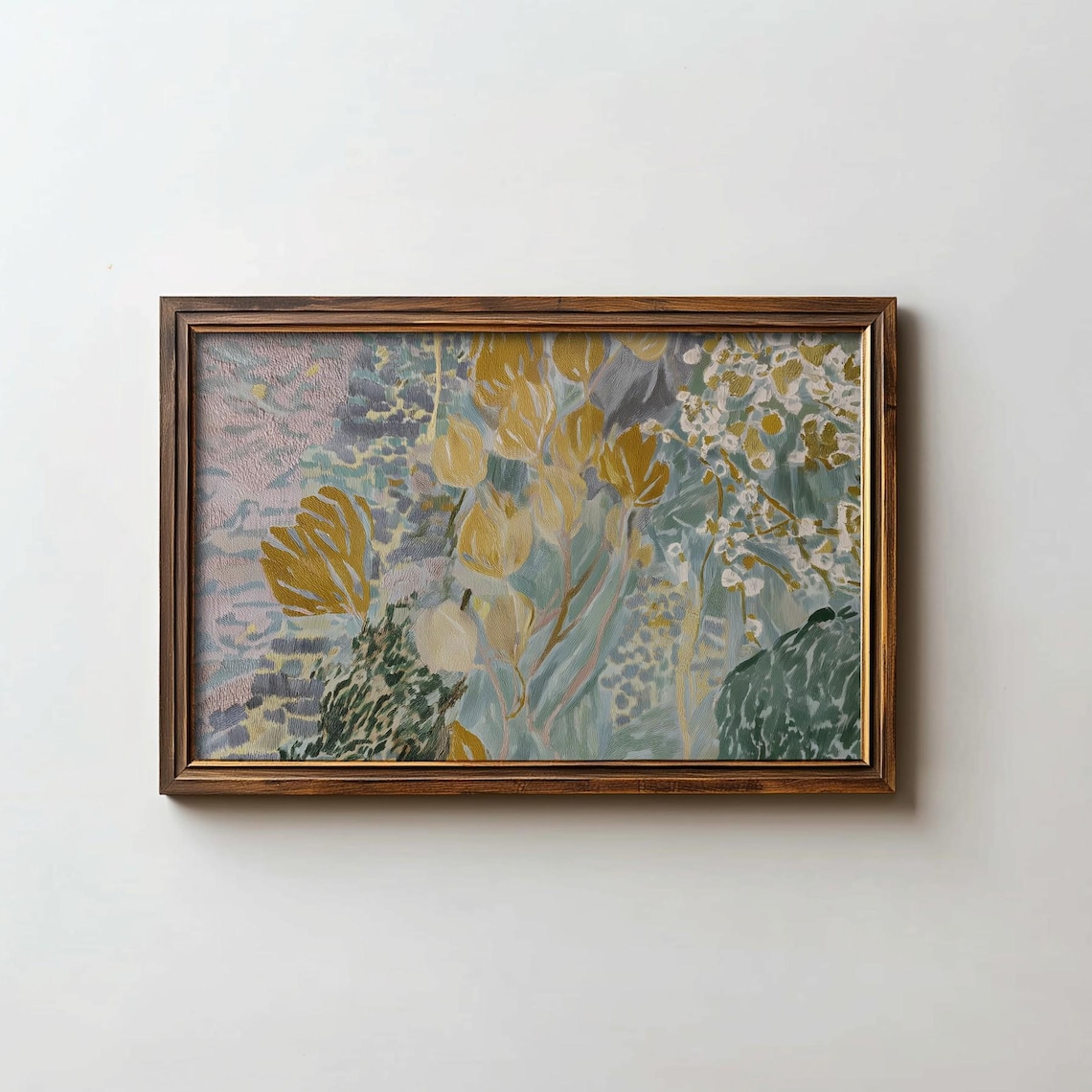 Abstract Blue Green Gold Oil Painting Modern Colorful Impressionist Wall Art