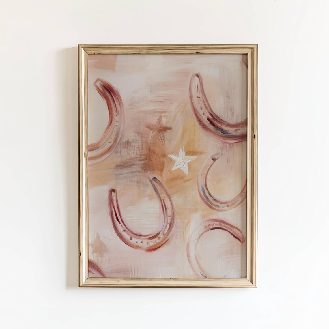 Blush Horseshoes Watercolor Western Lucky Charm Stars Poster