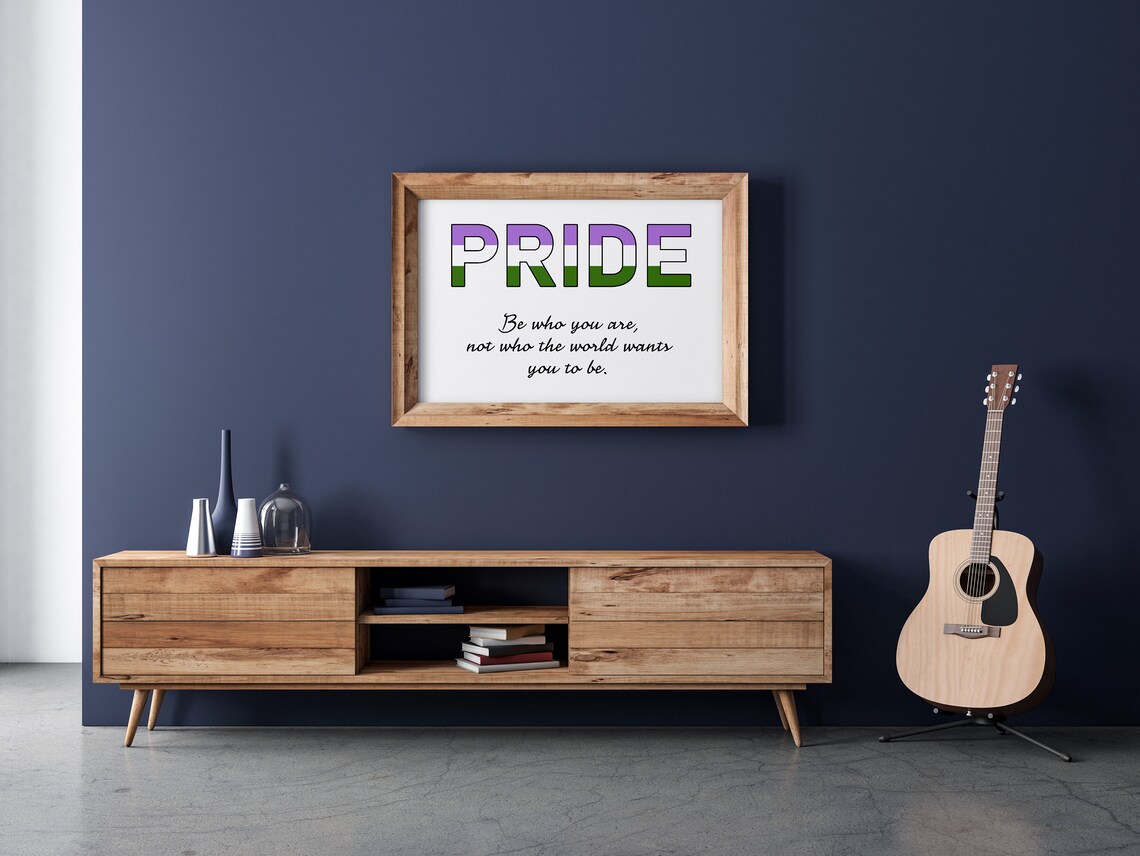 Genderqueer Pride Flag LGBTQ Affirmation Quote Be Who You Are Poster