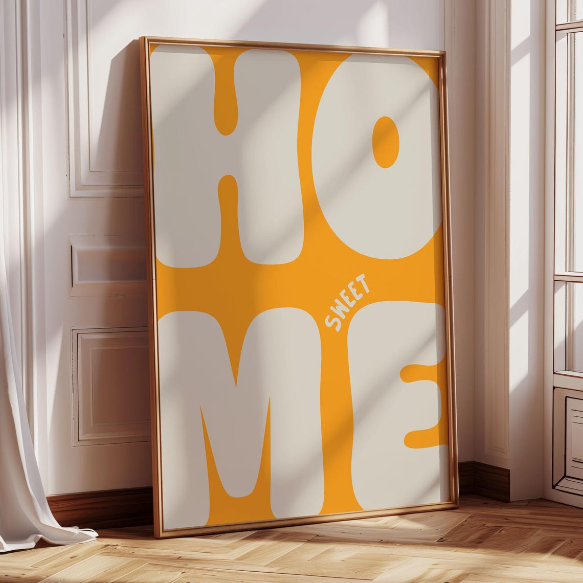 Home Sweet Home Bold Orange Retro Typography Hallway Wall Poster