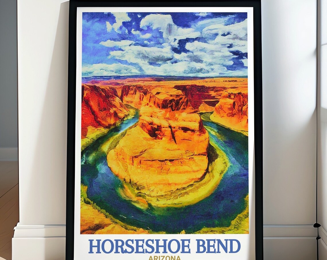 Horseshoe Bend Watercolor Aerial of the River Curve Travel Poster