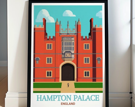 Hampton Palace Travel Poster Hampton Palace Gift Hampton Palace Decor Hampton Palace Print Hampton Palace Wall Art