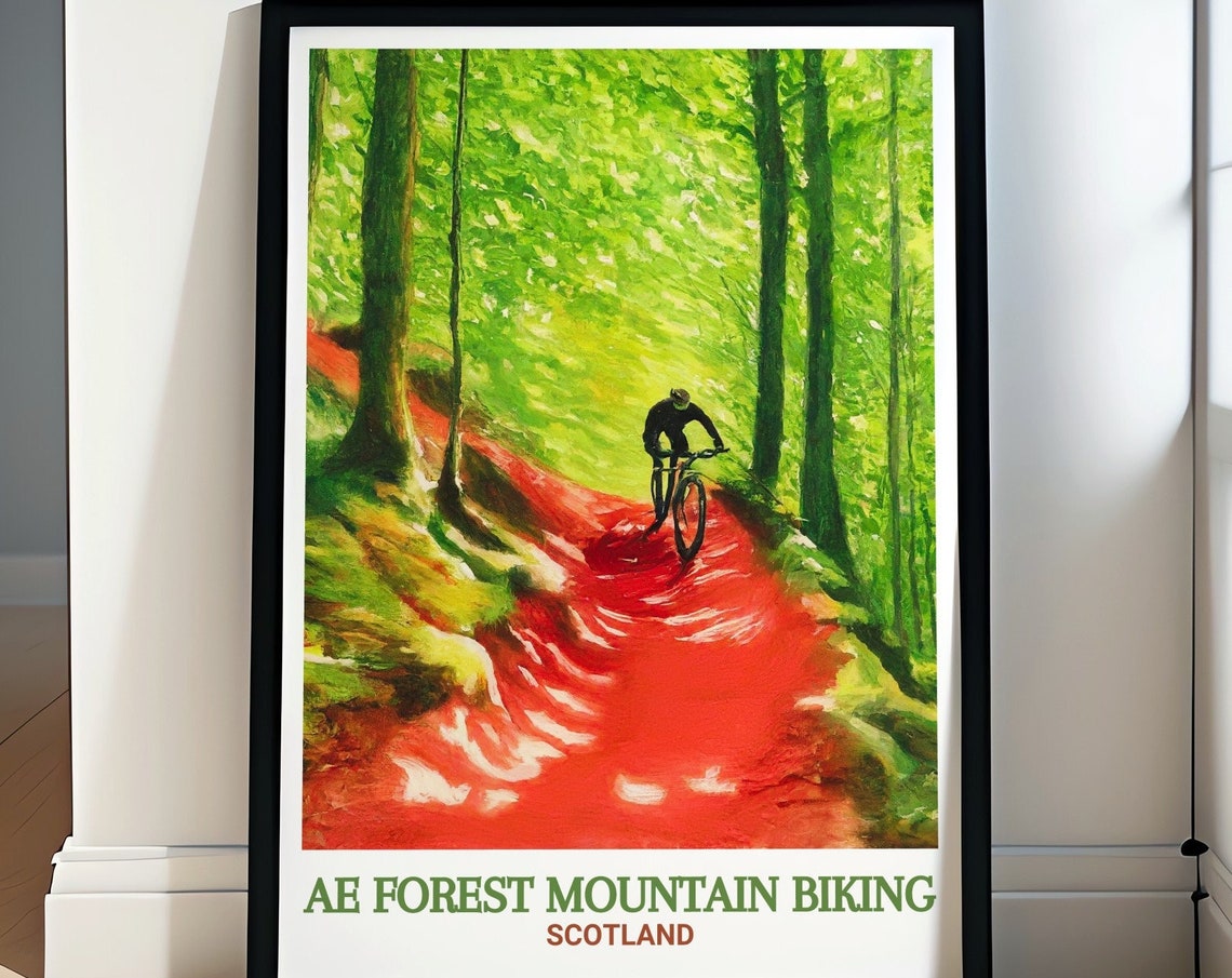 Ae Forest Mountain Biking Scotland Forest Trail Rider Poster