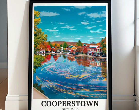Cooperstown Wall Art Otsego Lake Town Decor Otsego Lake Town Gift Otsego Lake Town Poster Cooperstown Decor