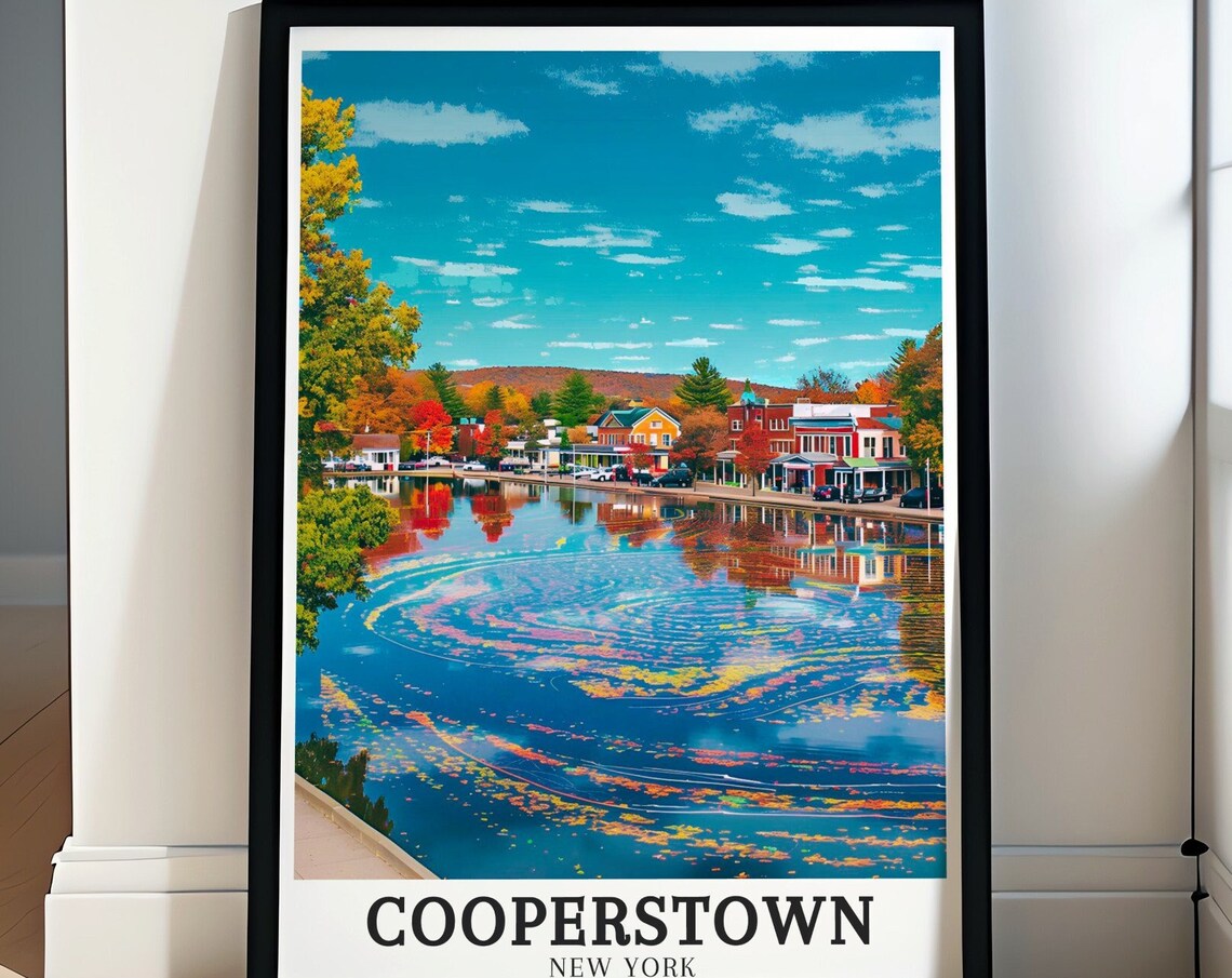 Cooperstown Otsego Lake Autumn Reflections New York Travel Poster