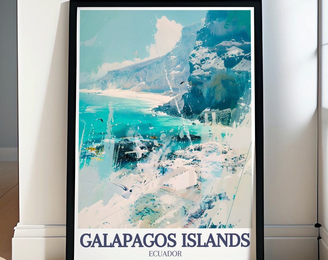 Galapagos Islands Travel Print Tortuga Bay Travel Posters Espaola Island Tortuga Bay Prints Espaola Island And Tortuga Bay Decor