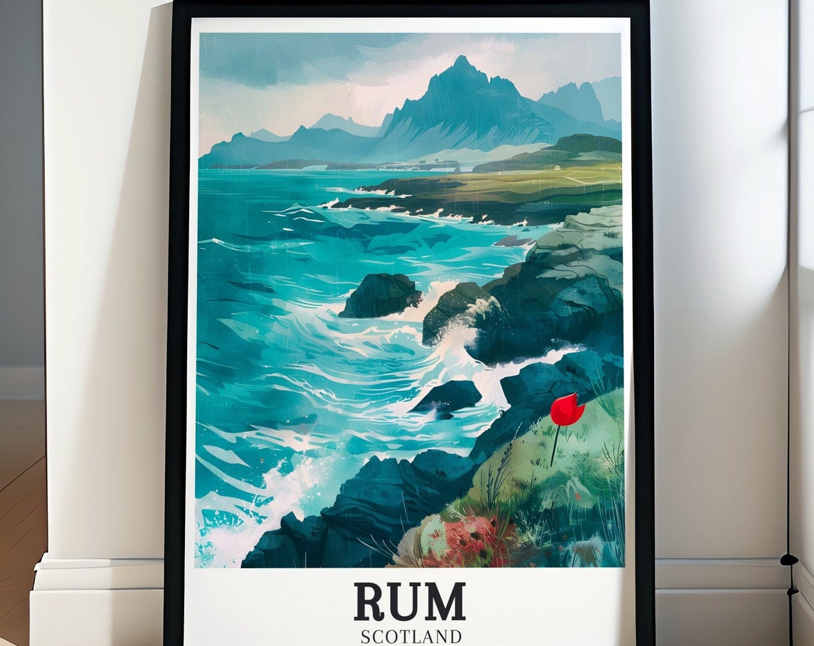 Isle of Rum Dramatic Wild Scottish Coast Ocean Waves View Poster