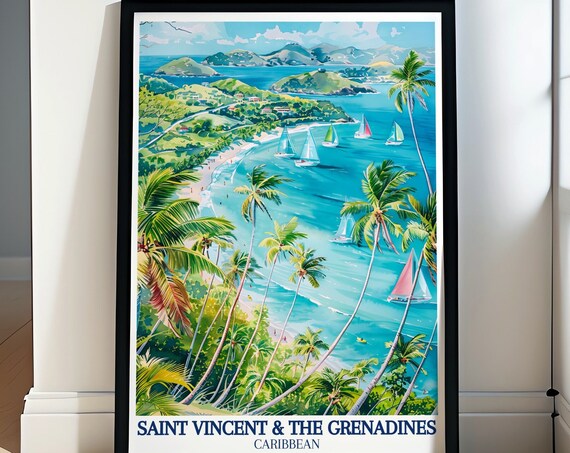 Saint Vincent Grenadines Palm Beach Panoramic Caribbean Poster