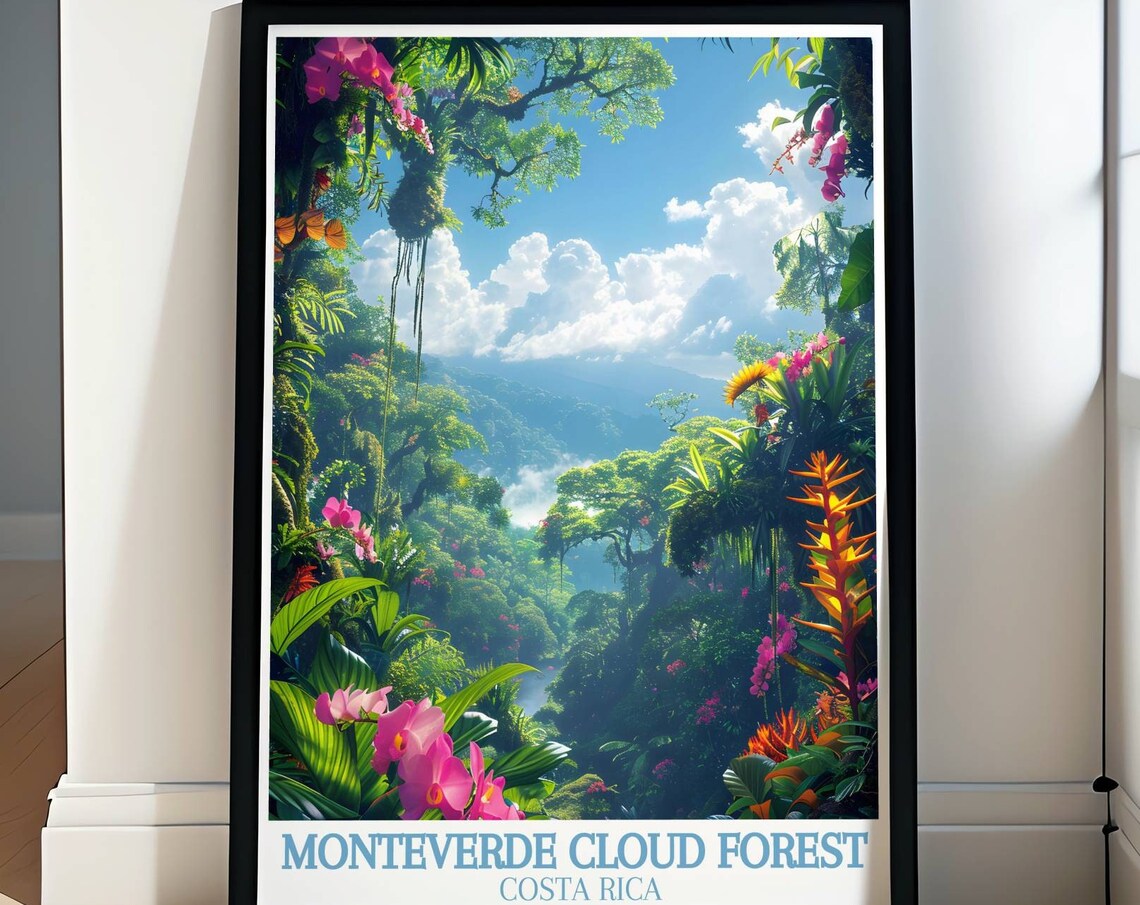 Monteverde Costa Rica Orchid Framed Lush Jungle Vista Poster