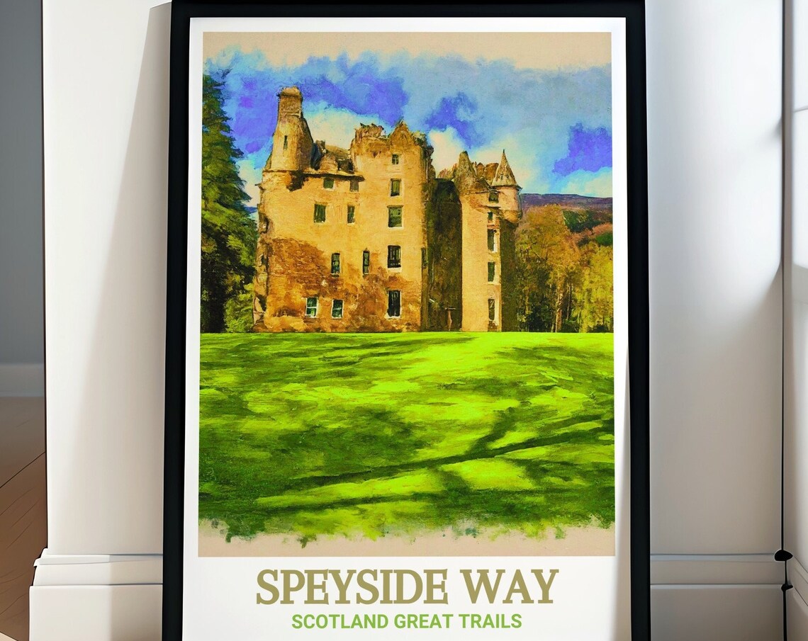 Speyside Way Scotland Sunlit Castle Tower House Green Lawn Poster