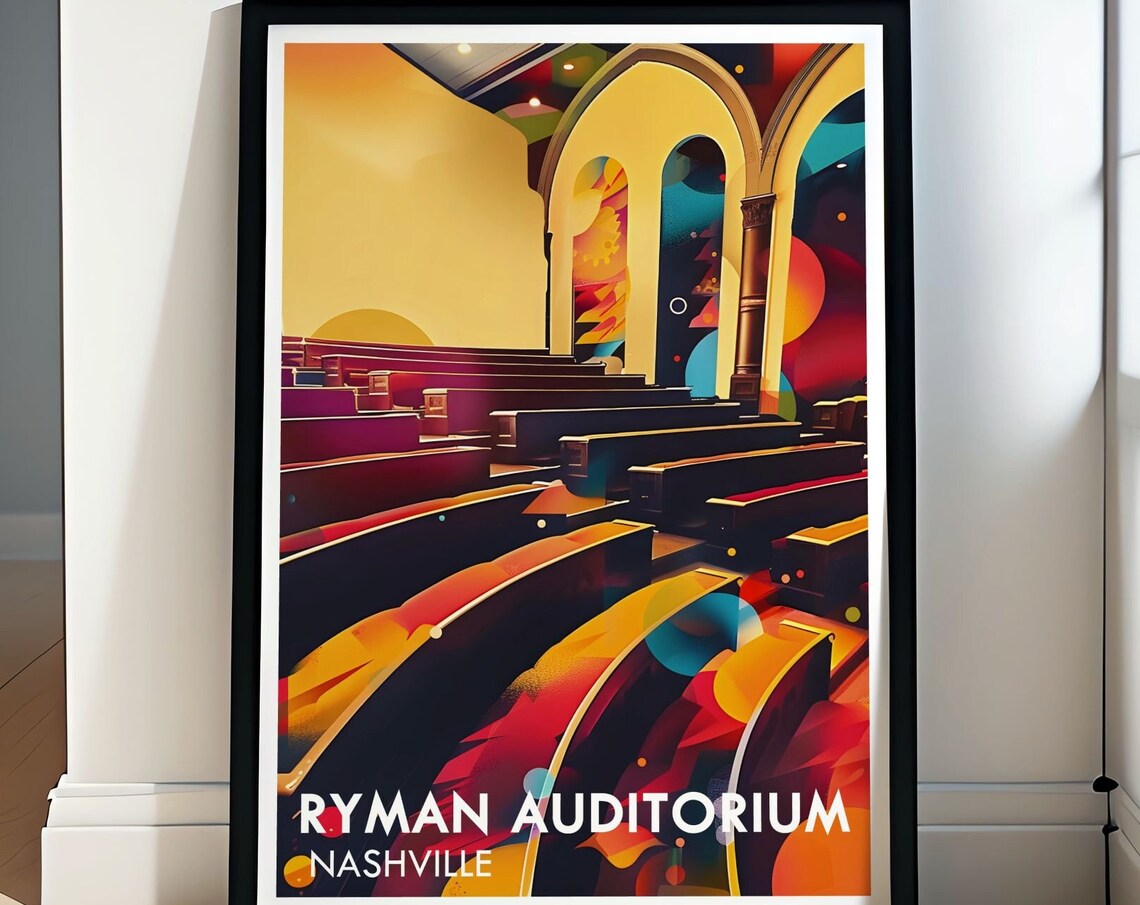 Ryman Auditorium Colorful Arches Stylized Nashville Venue Poster