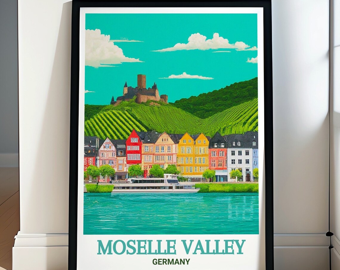 Moselle Valley Bernkastelkues Travel Poster, Art Print