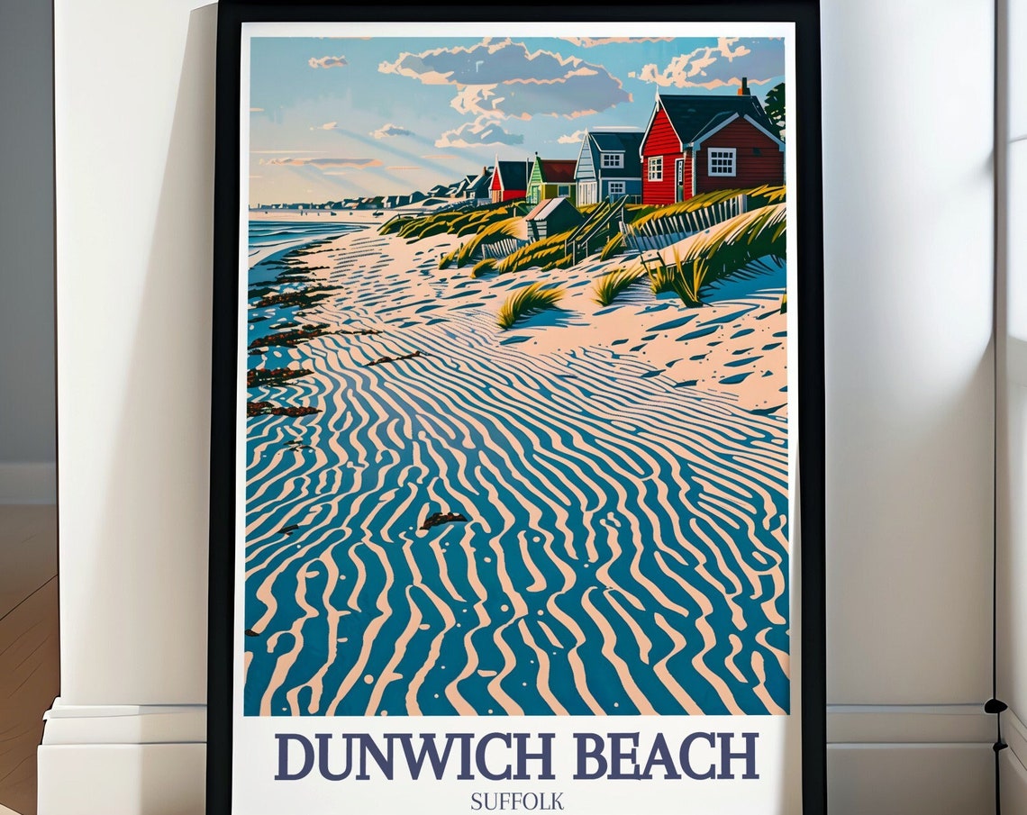 Dunwich Beach Suffolk Beach Huts Sand Dunes Coastal View Poster