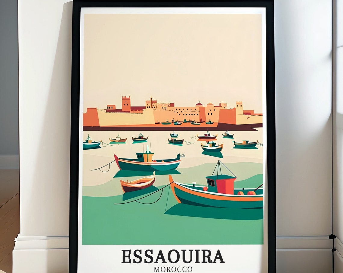 Essaouira Travel Print Essaouira Coast Prints Essaouira Coast And Old Essaouira Town Travel Art Essaouira Decor Essaouira Poster