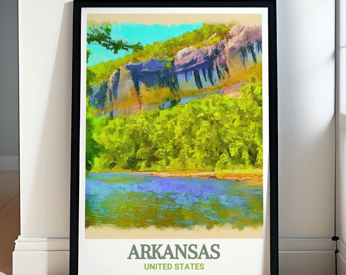 Arkansas Buffalo River Bluffs Forest Watercolor USA Nature Poster