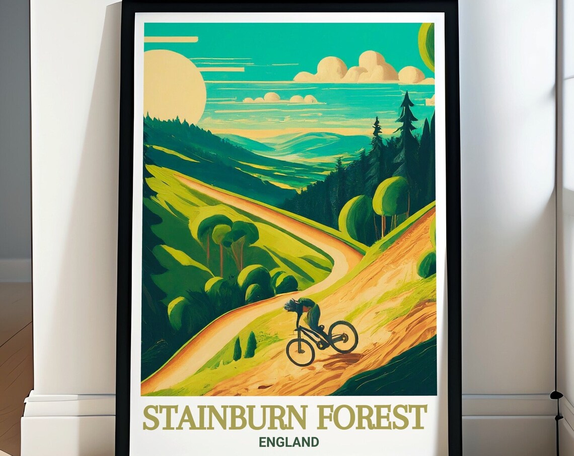 Stainburn Forest Mountain Bike Trail Rider Sunset Hills Poster