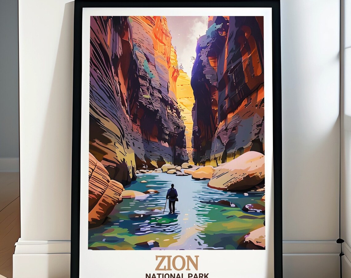 Zion National Park The Narrows Slot Canyon Wading Travel Poster