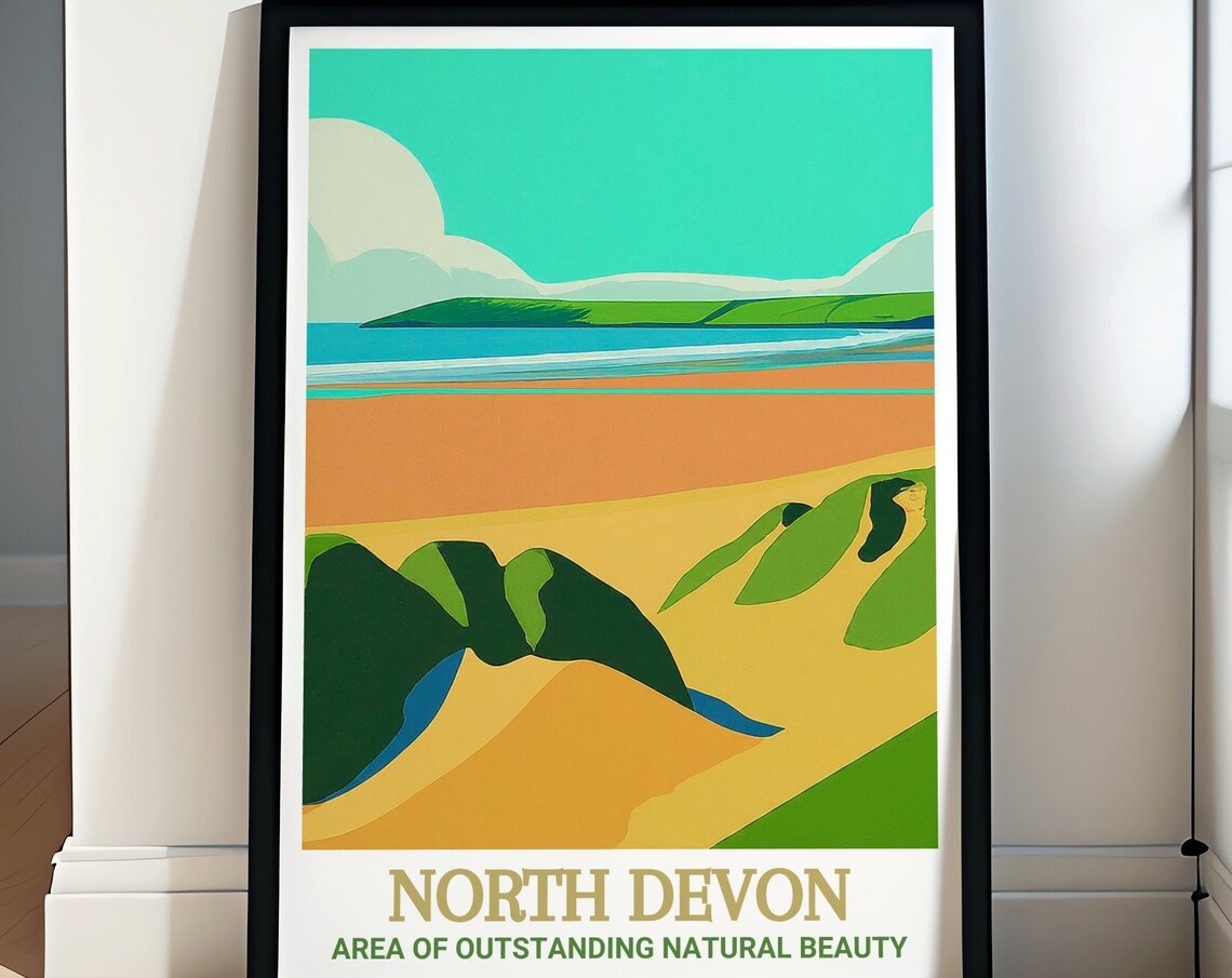 North Devon Saunton Sands Golden Dunes Coast England Art Poster