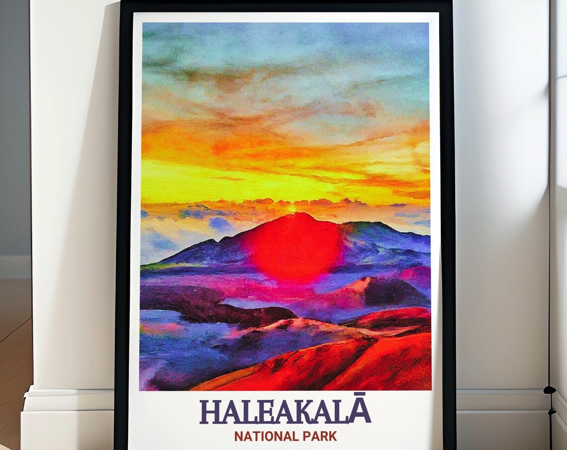 Haleakalā National Park Volcano Sunrise Colorful Sky Travel Poster